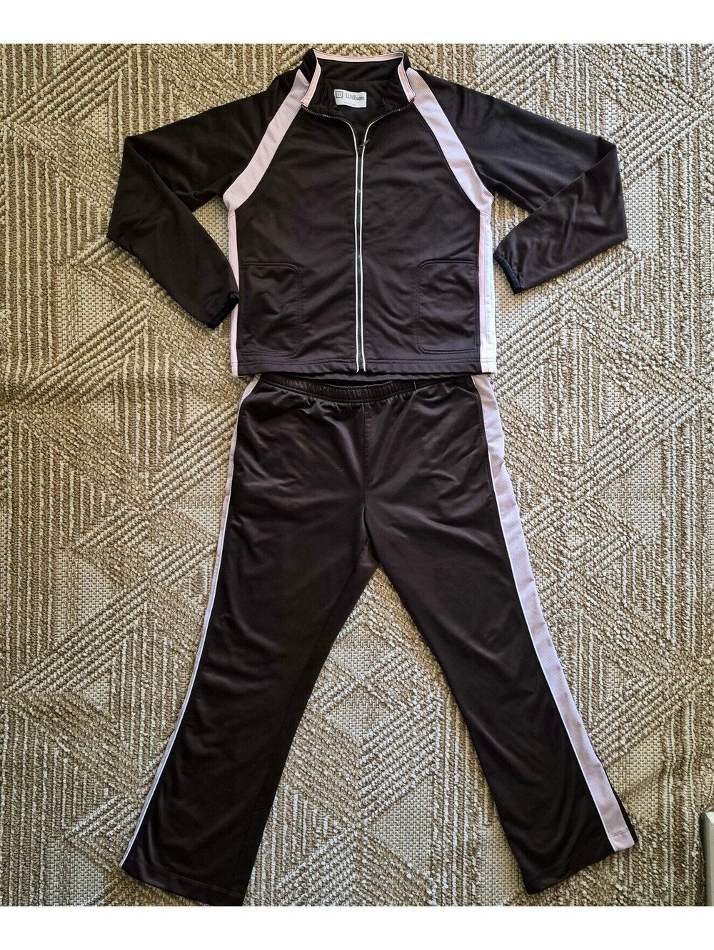 VTG Y2K Wilson Espresso Brown & Pink Tracksuit Set L